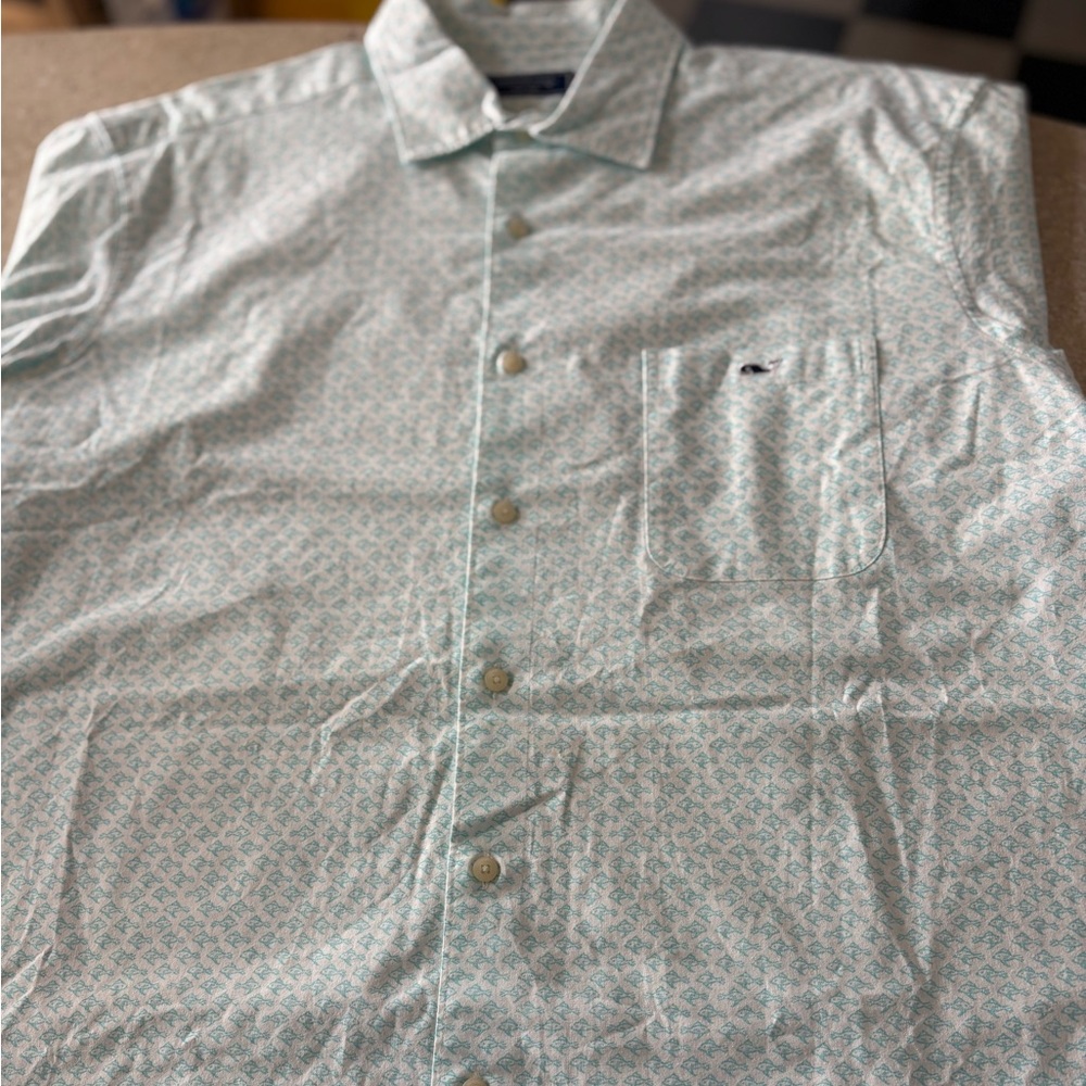 Vineyard Vines Mint Patterned Button Down Shirt - image 1